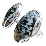 Infinity and Wave Snowflake Obsidian Rings