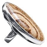 Aragonite  Banded Silver Ring