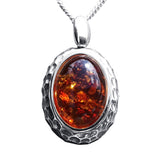 Silver Gold Rimmed Amber Pendant