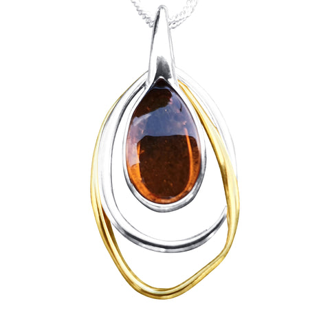 Gold Looped Amber Pendant