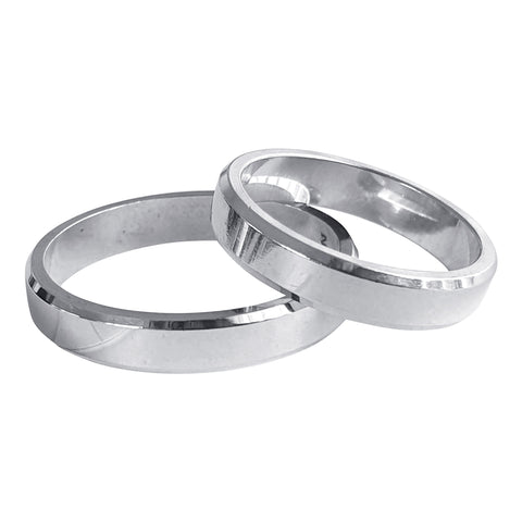 4mm Flat Bevelled Edge Silver Bands