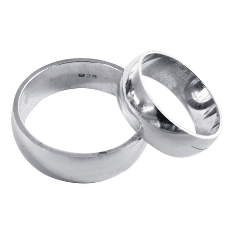 7mm Domed Silver Bands