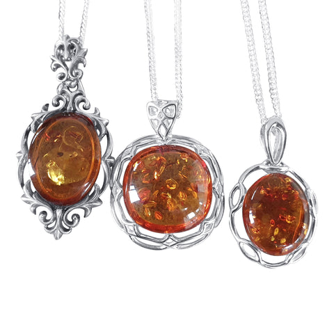 Intricate Amber Pendants