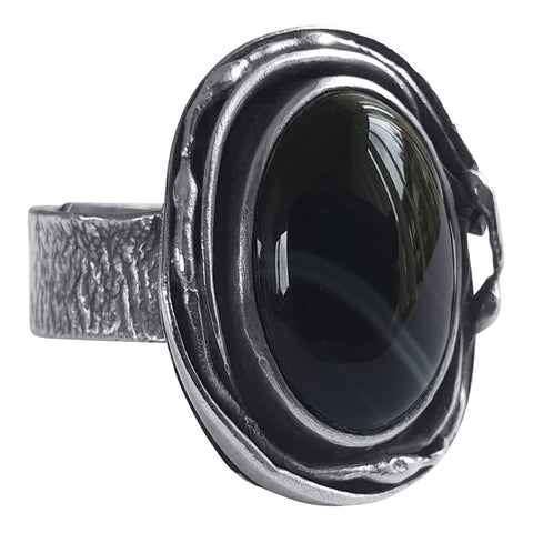 Oxidised Black Onyx Ring