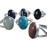 Gemstone Parted Silver Ring