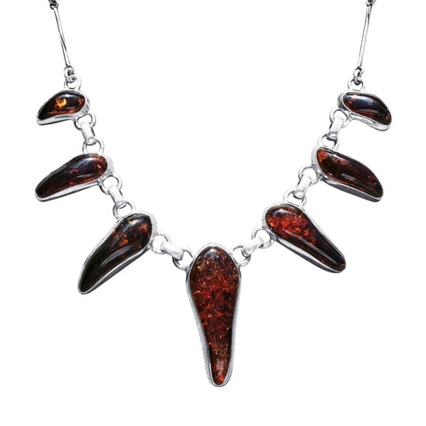 Septimus Amber Silver Necklace