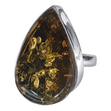 Green Amber Glinting  Ring