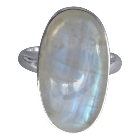 Elongated Silver Moonstone Ring