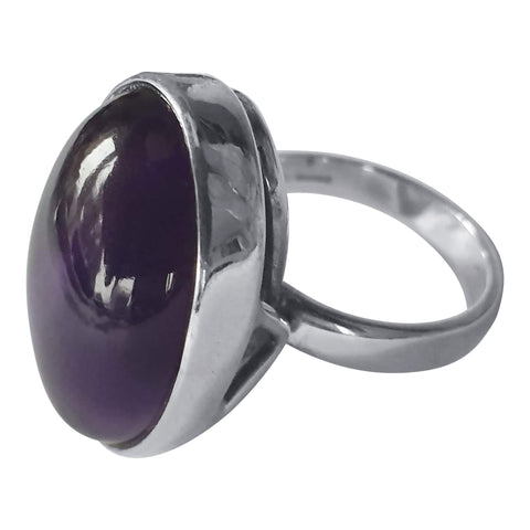 Amethyst Silver Abstract Ring