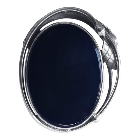 Silver Black Onyx Organic Swirl Ring