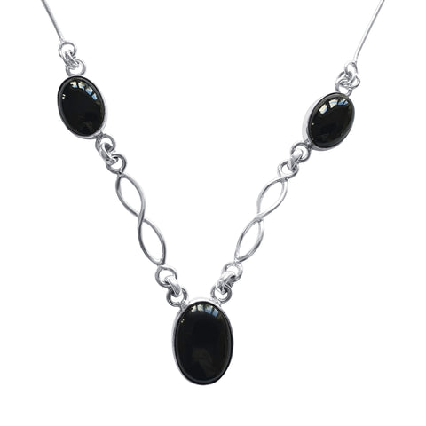 Celtic Style Black Onyx and Silver Necklace