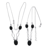 Three Stone Black Onyx Handcrafted Adjustable Necklace