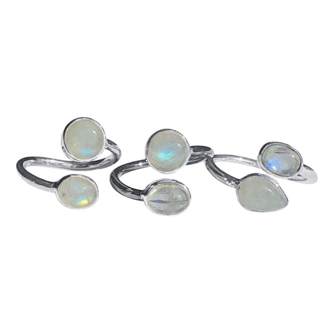 Duo Moonstone Silver Rings