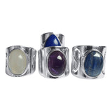 Tapered Shank Gemstone Silver Rings