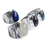 Tapered Shank Gemstone Silver Rings