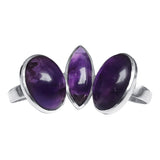 Cabochon Amethyst Silver Rings