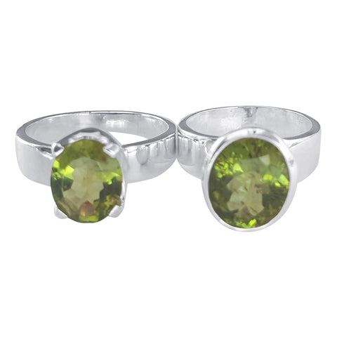 Peridot Faceted Meteor Silver Rings