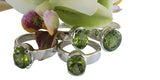 Peridot Faceted Meteor Silver Rings