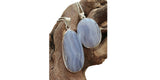 Blue Lace Agate Elliptical Silver Pendant
