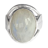 Feather Moonstone and Larimar Silver Rings