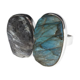 Rough Cut Labradorite Silver Gemstone Rings