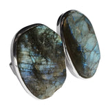 Rough Cut Labradorite Silver Gemstone Rings