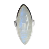 Elongated Marquise Moonstone Silver Ring