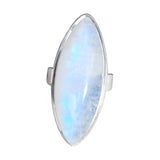 Elongated Marquise Moonstone Silver Ring