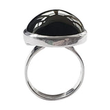 Round Obsidian Silver Ring