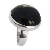 Round Obsidian Silver Ring