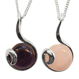 Amethyst Curlicue Silver Pendant /Amethyst Curlicue Silver Earrings.