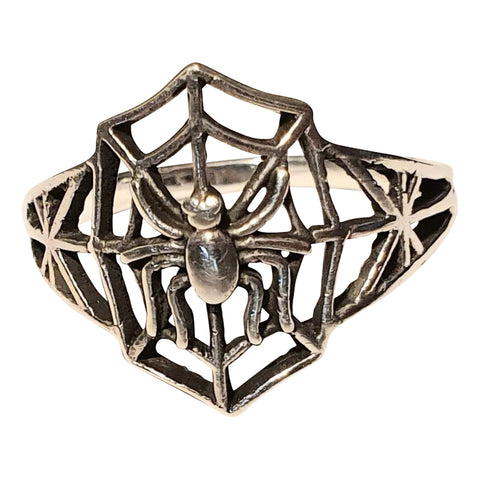 Spider in Web Silver Ring
