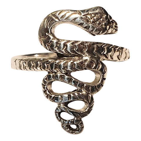 Spiral Tailed Silver Snake Ring