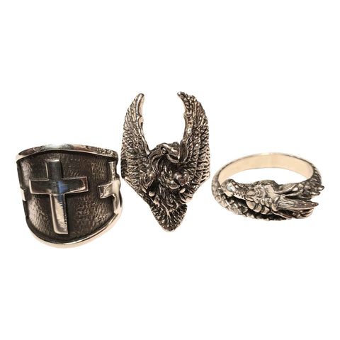 Dragon, Eagle and Cross Silver Rings