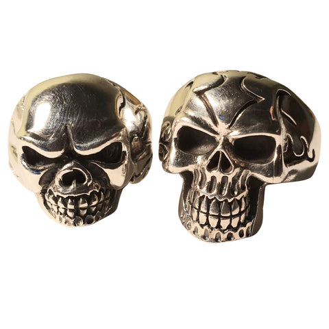 Etched Silver Skull rings