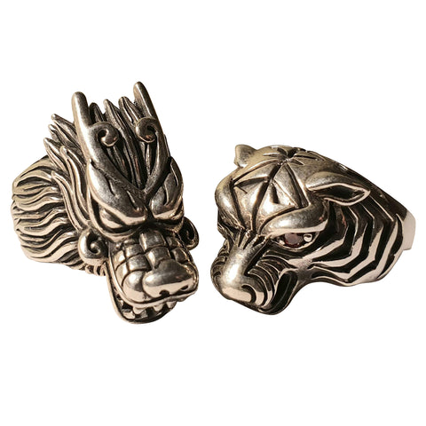 Tiger and Dragon Heavy Silver Rings