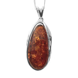 Sunrise Amber Silver Pendant and Chain