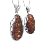Inti Amber Silver Pendant and chain .