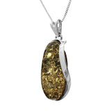 Viridis Green Amber Pendant and Chain