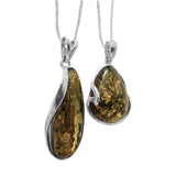 Cambium Green Amber Silver Pendant and Chain