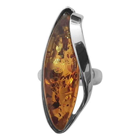 Ravi Golden Amber Silver Ring