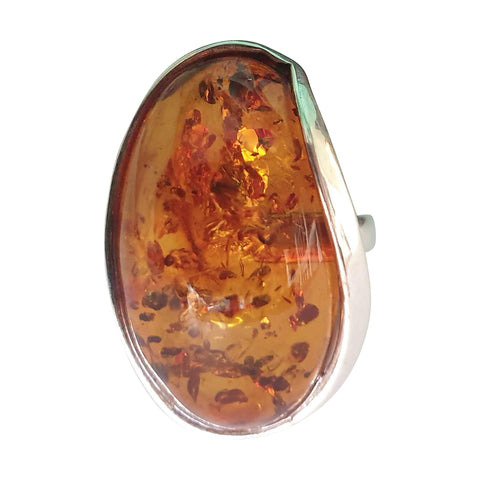 Honeydew Cognac Amber Silver Ring