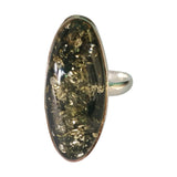Fern Green Amber Silver Ring