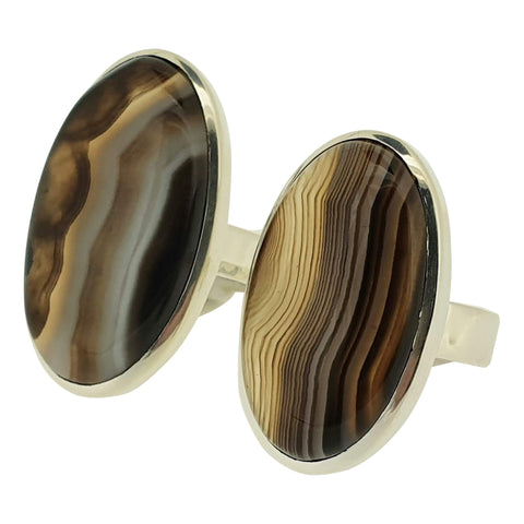 Zebra Botswana Agate Silver Rings