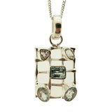 Meshed Blue Topaz Silver Pendant with Chain