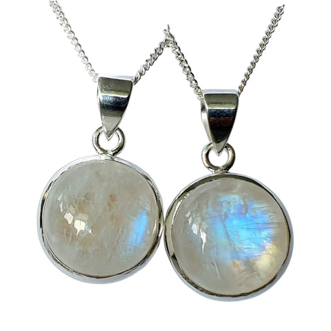 Orb Moonstone Silver Pendants and Chain