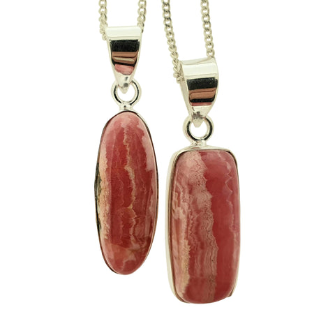 Chroma Rhodocrosite Silver Pendants with Chain