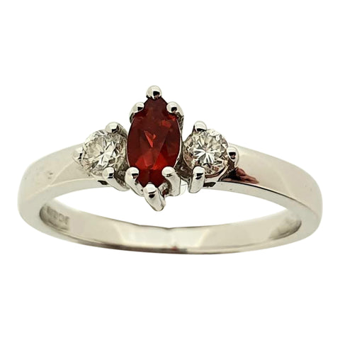 Fire Opal and Diamond 9ct White Gold Ring