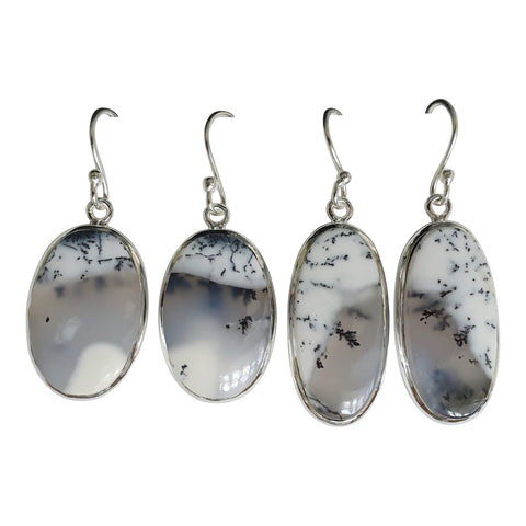 Elongated Merlinite Silver Earrings
