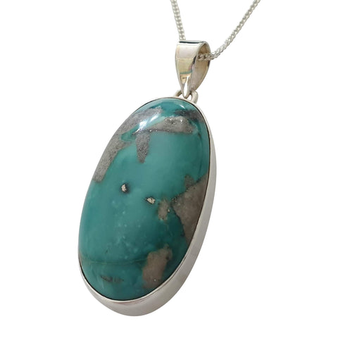Nevada Turquoise Silver Pendant and Chain